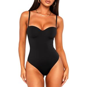 OZICERD Women Sexy Sweetheart Neck Cami Bodysuit Built in Bra Sleeveless Spaghetti Strap Tank Tops Body Suit Going out, M