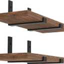 Shelf Bracket, Heavy Duty Floating Shelf Brackets 10-Inch Long, 4-Pack Brackets for Shelves, Black Coated J Shape Metal Wall Shelf Support Brackets with 1/5-Inch Thick and 160 lb. Load Capacity