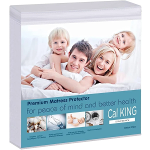 Waterproof Mattress Pad Protector 100% Organic Cotton Hypoallergenic Breathable Mattress Pad Cover, Deep Pocke (Cal King)