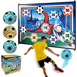 3 Balls Sticky Soccer Game Set Soccer Toy Gift for 3-5 6-8 8-12 Boys and Girls Indoor Outdoor Backyard Toss Soccer Goal Games for Kids Birthday