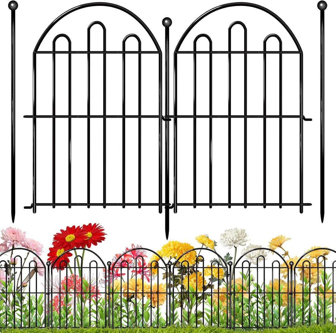 26 Pack Decorative Garden Fence, 26in x 28ft Arched No Dig Animal Barrier Fence for Dog Rabbit, Garden Edging Border, Rustproof Metal Ground Stake Border Fencing Panel for Outdoor Yard Patio Decor