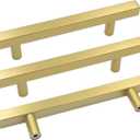 goldenwarm 10 Pack Brushed Brass Cabinet Pulls Gold Cabinet Hardware Handle Pull - LS1212GD128 Modern T Bar Knobs Dresser Hardware Gold Drawer Handles 5 inch Hole Centers, 7-1/2" Overall Length (5in hole centers)