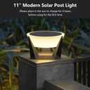 11" Unique Solar Post Light, Outdoor IP54 Waterproof Luxury Decorative Fence Pillar Cap Column Landscape Lamp with 3 Color Modes & Modern Artistic Design, Solar Powered