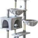 KIYUMI Cat Tree Cat Tower Condo with Sisal Scratching Post for Indoor Cats Cat Tree Cat Furniture with Hammock Perch and Kitten Ball Toys, Multi-Level Pet Activity Center Grey (39")