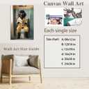 Bathroom Decor Wall Art Funny Black Poodle Dog in Toilet Reading Newspaper Canvas Print Poster pictures Pet Lover Gift Home Decor Dog Theme Room Aesthetics Humorous 12x18inch Unframed