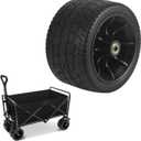 6 Inch PU Replacement Wheel With Double Bearings For Folding Wagon Cart, All-Terrain Tire 550Lb Load Capacity, Compatible With Garden Carts