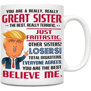 Gifts for Sister, Funny Coffee Cup for Sisters  Birthday, Christmas, or Friendship Gift for Women, BBF, Bestie, 11 oz Mug