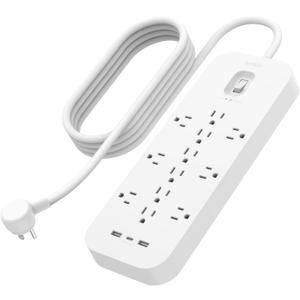 Belkin 12-Outlet Surge Protector Power Strip w/ 12 AC Outlets, 2 USB-A Ports and 1 USB-C Port, 6ft Cable, UL-listed w/ Overload & Overvoltage Protection + On/Off Switch - 3,480 Joules of Protection