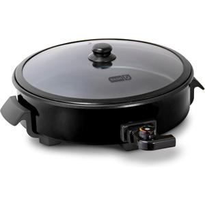 Dash Family Size Skillet - Electric Skillet for Multi-Purpose Cooking - Nonstick Cooking Surface - Tempered Glass Lid & Cool-Touch Handles - 6-Quart Capacity, Makes 24 Cups - 14", Black