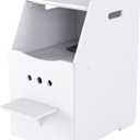 Top Entry Cat Litter Box,Tall Enclosed Enclosure Furniture with Stairs for Cats,Wooden Washroom with Filter for Kitty,Best Hidden,Dog Free, Odor Hiding Cabinet, 21.7 x16.1 x 28.7(White)