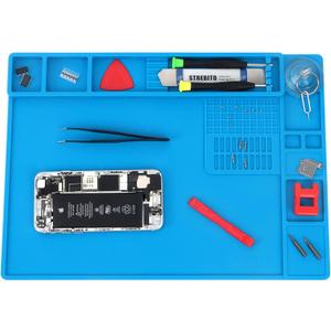 STREBITO Soldering Mat Electronics Repair Mat, Silicone Work Mat Heat Resistant 932°F, Magnetic Mat for Screws and Tools, Solder Mat Silicone Pad for Watch, Phone, Eyeglass, Knife, Size 13.8 "x 9.9"