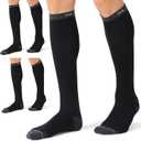 CelerSport 3 Pairs Compression Socks for Men and Women Running Support Socks (Large-X-Large, Black)