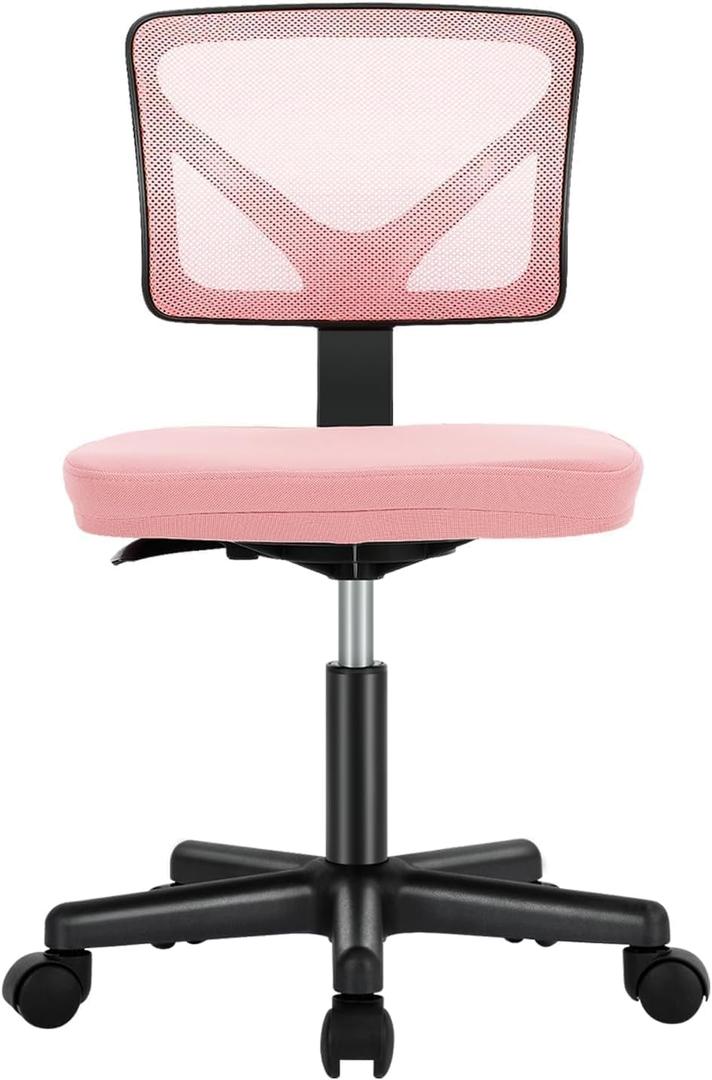 Sweetcrispy Office Computer Desk Chair, Ergonomic Low-Back Mesh Rolling Work Swivel Chairs with Wheels, Armless Comfortable Seat Lumbar Support for Home, Bedroom, Study, Student, Adults, Black