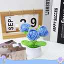 LAIDANLA Crochet Flowers Blue Roses Mini Potted, Handmade Blue Rose Anniversary Appreciation Birthday Gifts for Women Friend Teacher Coworker Mom Sister Knitted Flower for Desk Car