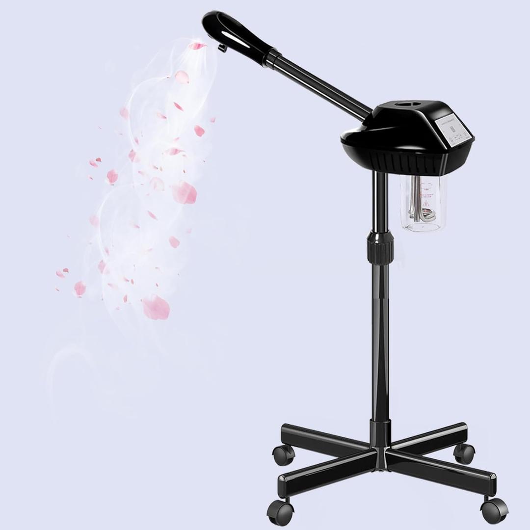 Professional Facial Steamer, Facial Steamer Professional for Estheticians, Hot Mist & Timer Function, Face Steamer on Wheels for Spa, Salon and at Home Use (Large)
