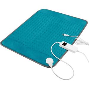 Heating Pad for Back Pain & Cramps Relief, Electric Heating Pad for Neck/Shoulders/Legs/Arms/Knee, 6 Heat Settings, 4 Timer, Auto Off, Machine Washable, Gifts for Men Women(Cyan, 20''x24'')
