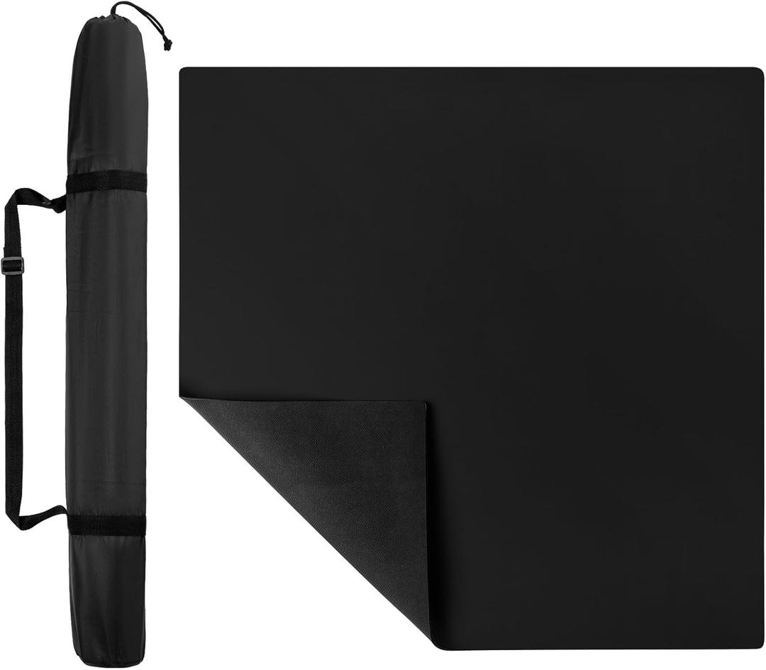 32.6"x32.6" Rubber Anti-Slip Playmat Mahjong Mat for Mahjong, Board Games, Dominoes, Tile Games Tabletop Cover Poker Mat Roll-up Game Mat with Carrying Bag(Black)