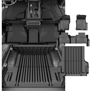 All Weather Floor Mats & Truck Bed Mat Fit for Frontier 2022 2023 2024 2025 Crew Cab(Not for 2nd with Under Seat Speaker) TPE Liners Frontier Set All Season Odorless Anti-Slip