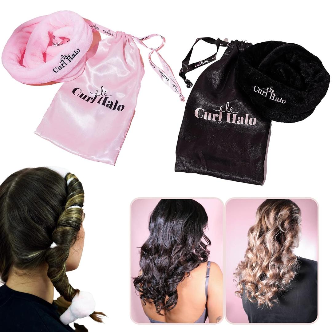 Heatless Curls | The Ultimate Heatless Curler For All Hair Types | Microfiber Heatless Curler | Wired Overnight Curler for Secure Hold (Black)