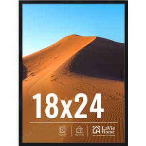 LaVie Home 18x24 Picture Frame for Wall Display, 18x24 Black Picture Frame with HD Plexiglas, 18 x 24 Poster Frame 1 Pack, Display Frame for Vertical or Horizontal, Classic Collection