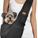 CUBY Dog and Cat Sling Carrier - Small Dog Carrier Sling with Adjust Strap & Zip Pocket, Hands Free Soft Dog Slings for Small Dogs Cats Puppy Pets Outdoor Travel Safety Purse Bag (Black)