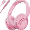 Wired Over-Ear Headphones with USB C Connector, Hi-Fi Stereo Sound, Noise-Isolating Ear Cups, Comfortable Fit for USB C Devices (No Bag, Pink)
