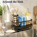 2 x Kitsure Sponge Holder for Kitchen Sink, 7.9" x 3.5" x 6.0", Black