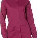 Amazon Essentials Women's Scrub Snap Jacket, Plum, Medium