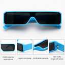 TYA Oversized Wrap Around Sunglasses for Women Men, Futuristic Rave Curved Lens Shades, Fashion Trendy Shield Sun Glasses (Small Blue Frame - Black Lens)