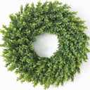 26"Artificial Boxwood Wreath, Large Fake Hanging Plant for Front Door Decor