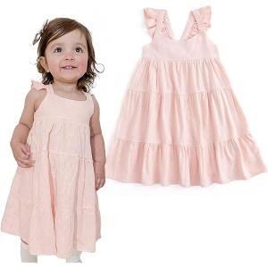 Kids Toddler Baby Girls Rainbow Dress Princess Sleeveless Beach Butterfly Sundress Toddler Apricot Size:100