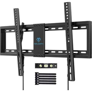 PERLESMITH UL Listed TV Mount for Most 37-85 inch TV, Universal Tilt TV Wall Mount Fits 16- 24 Wood Stud with Loading 132 lbs & Max VESA 600x400mm, Low Profile Flat Wall Mount Bracket PSLTK1 (Black)