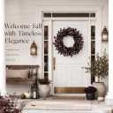 24 Inch Fall Wreath for Front Door, Fall Decor Plum Burgundy Leaves Wreath | Faux Full Autumn Harvest Wreath for Indoor Outdoor, Wall, Window, Mantel, Halloween & Thanksgiving Decor