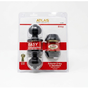 Atlas Classic Entry Locking Door Knob and Deadbolt Combo Kit, Oil Rubbed, Black