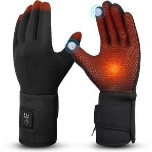 V.Step Heated Gloves for Men Rechargeable Women, Heated Glove Liners Battery Electric Hand Warmers for Fishing Motorcycle Ski Work Hunting Arthritis Black (Large)