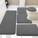 YHOUSE 5 Piece Memory Foam Bath Mat Set, Super Absorbent Bath Mats - Non-Slip & Washable, Dry Quickly in Dark Grey
