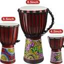 Wood Djembe Drum, 8.5'' x 16''Carved Mahogany African Drums with Goatskin Drumhead, West African Styled Professional Djembe Hand Drum Musical Instruments for Adults Beginners