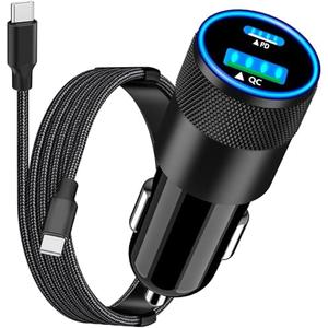 【Apple MFi Certified】iPhone 16 Car Charger, Rombica 52.5W PD/QC Car Power Cigarette Lighter Adapter USB C Fast Charging with Type-C Braided Cord for iPhone 16/16 Pro Max/15/15 Pro/Galaxy S25/S24/Pixel, Set of 6
