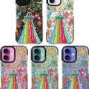 for iPhone 16 Case, Psychedelic UFO Fireworks Pattern with Rainbow Beams, Military-Grade Drop Protection, Cute Cosmic Soft Slim TPU Protective Cover with Camera Protection for Teens