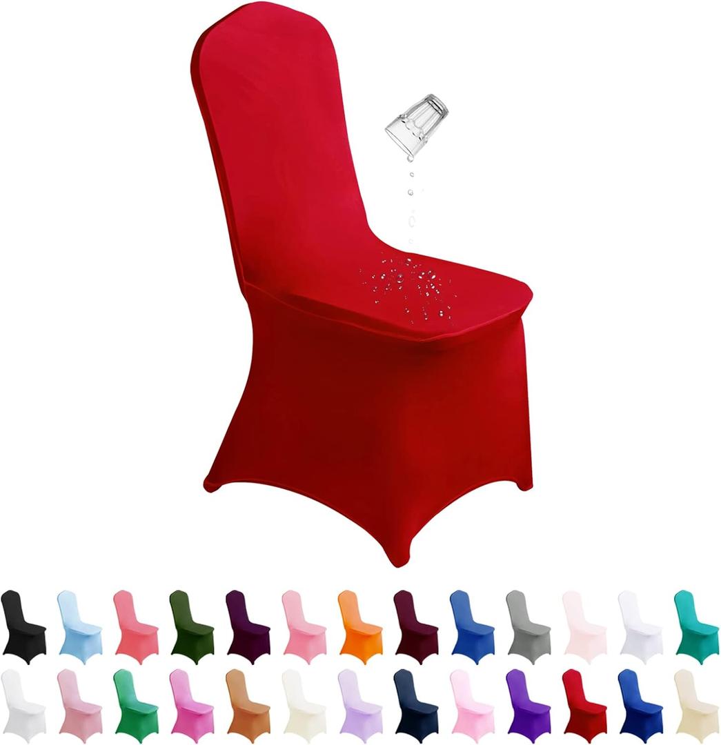 Waterproof Spandex Chair Cover 12PCS, Stretch Dining Chair Covers, Polyester Outdoor Chair Covers, Protector Stretch Chair Cover for Party Universal, Banquet, Wedding Event, Hotel(Red)