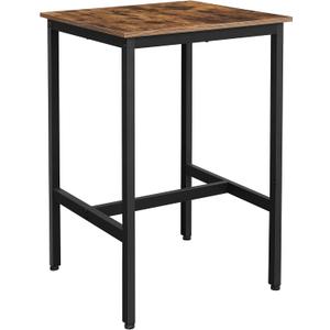 VASAGLE Bar Table, Small Kitchen Dining Table, High Top Pub Table, Bar Height Cocktail Table for Living Room Party, Sturdy Metal, 23.6 x 23.6 x 36.2 Inches for Narrow Spaces, Rustic Brown and Black