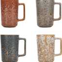 QUTREY Coffee Mugs Set of 4, Large Ceramic Coffee Mugs with Handle, Drinking Mug Cups for Latte, Tea, Cocoa, Milk, Juice, Assorted Rock Magma Patterns, 15oz