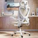 Ergonomic Office Chair with Lumbar Support - Adjustable Computer Desk Chairs,White Beige