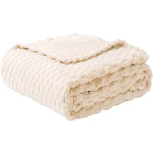 FY FIBER HOUSE Fleece Throw Blanket for Couch 300GMS Super Soft Plush Fuzzy Blankets and Throws for Sofa Bed Office, 40x50 Inches, Beige