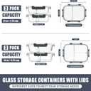 GULFLIN 2 & 3 Compartment Meal Prep Containers - Glass Food Storage Lunch Containers with Lids, Bento Box, Portion Control, Freezer to Microwave Safe