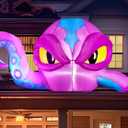 Joiedomi 4 FT Tall Halloween Inflatable Purple Octopus Head with Tentacles Broke Out from Window with Built-in LEDs Blow Up for Halloween Window Decor, Outdoor Yard Garden Lawn Party Decoration