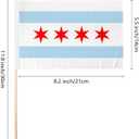 12 Piece Small Chicago Flag 5 x 8 Inch Inserted on Stick Handheld Mini Small Chicago Flag with Safety Spear Top, Patriotic Holiday Yard Decor