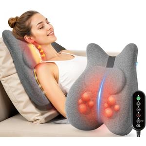 CILI Back Lumbar Support Pillow for Office Chair, Desk Chair Lumbar Back Support with Massage & Heating Function, Memory Foam Lumbar Pillow for Home Office Use (Dark Gray)