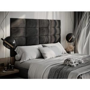 (4 Pack) Velvet Headboard Upholstered Soft Decorative Wall Panels | Padded Boards | Cladded Decor Anti-Collision | Acoustic and Soundproof Treatment | (Black (2219), 10"x20" (25x50cm))