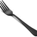 LIANYU Black Salad Forks Set of 12, Stainless Steel Silverware Flatware Forks, Appetizer Dessert Eating Utensils for Home Restaurant Wedding Party, Mirror Finish, Dishwasher Safe
